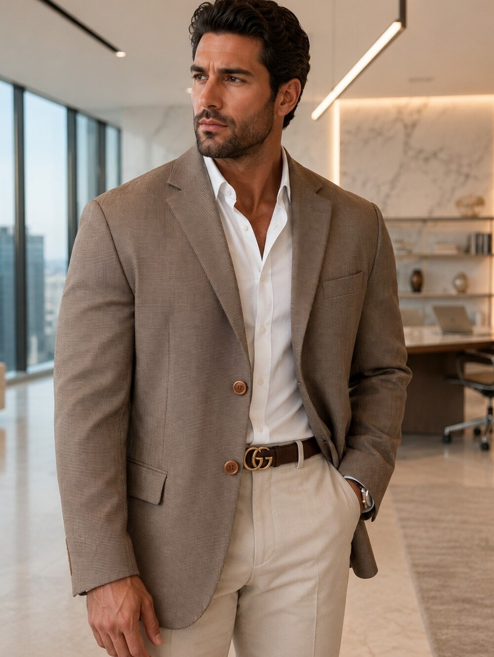 Missoni🇮🇹SZ 46 MADE in ITALY EUC Brown/Tan Tailored Single-Breasted Blazer